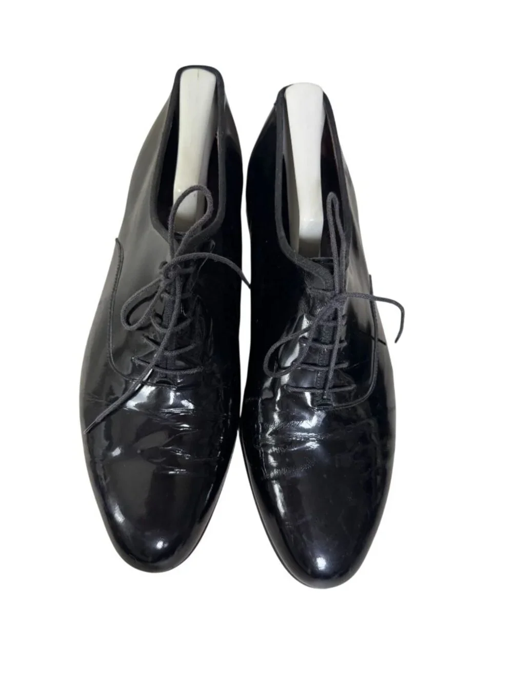 Salvatore Ferragamo Mens Black Patent Leather Oxford Dress Shoes Size 11 D Italy